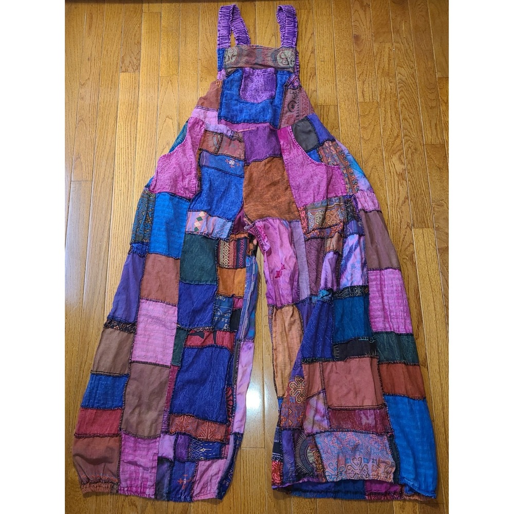 Gardenbelle Shop Jumpsuit Women OS Purple Patchwork Wide Leg Boho Festival